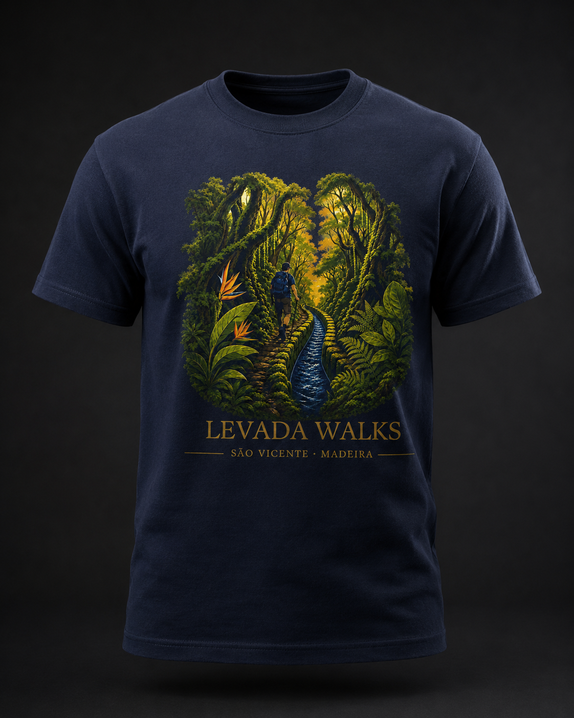 Levada Walks — illustrated heritage t-shirt design, São Vicente, Madeira